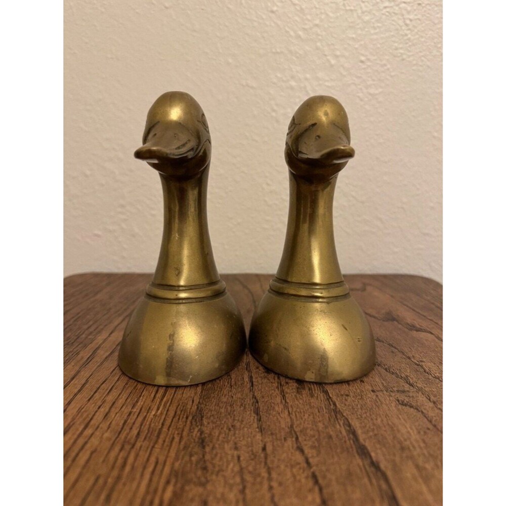 Vintage Leonard Brass Duck Head Bookends.